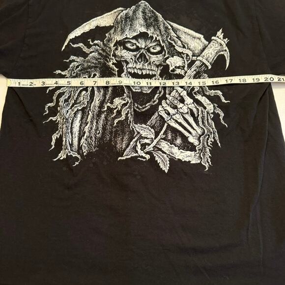 Delta Pro Weight Grim Reaper Scythe Graphic Tee Black L Vintage Style - Picture 8 of 8